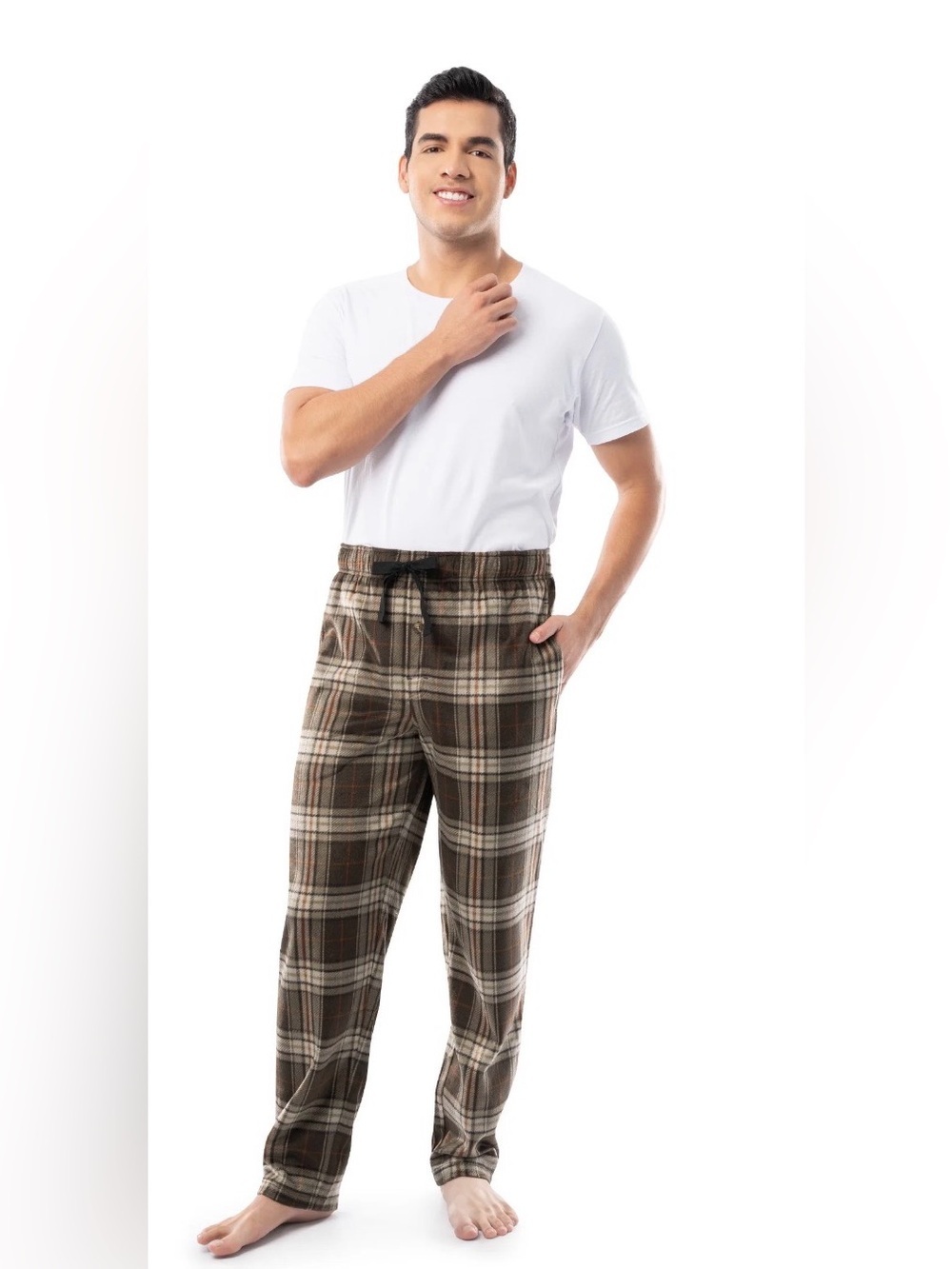 2PK Mens Pajama Pants Bundle Size M Hanes Cotton Joggers Fruit of Loom Fleece - Picture 7 of 12